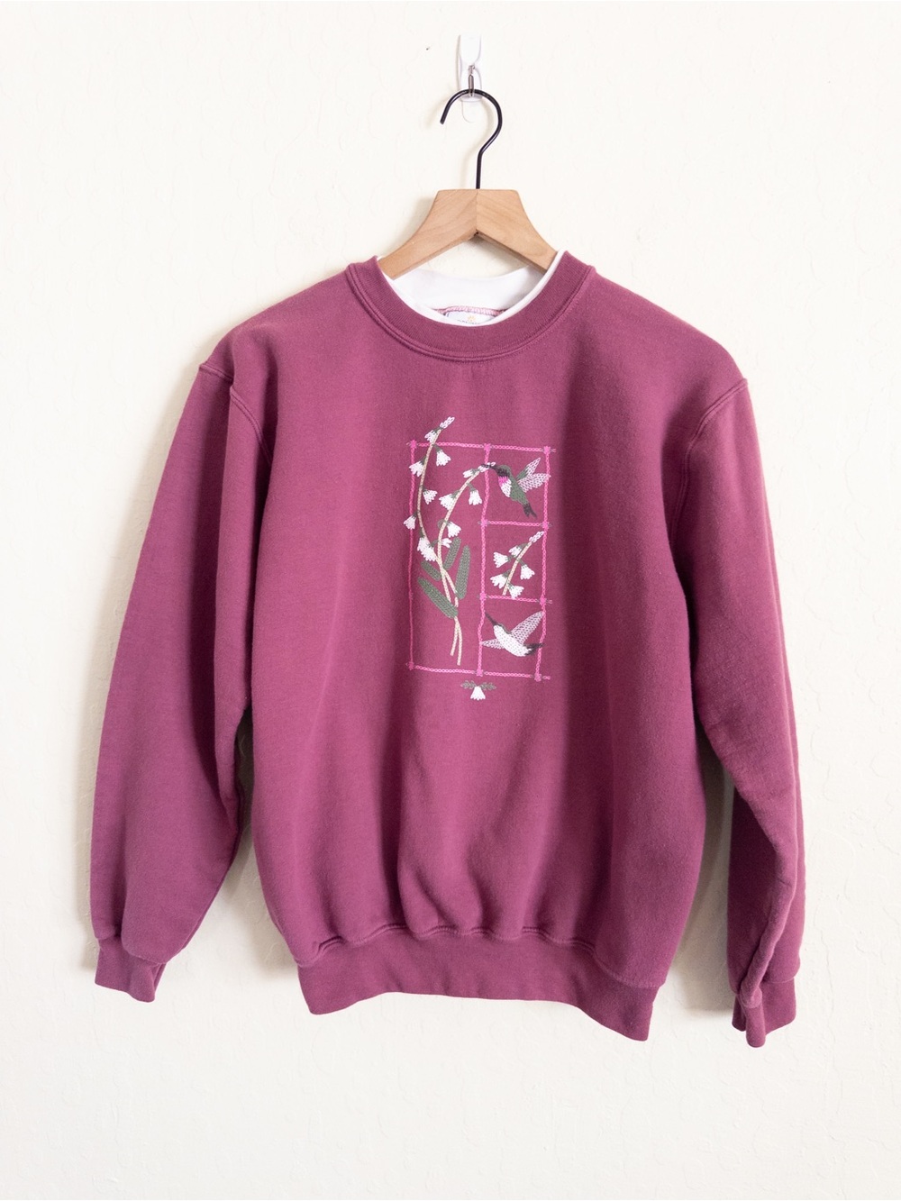 Vintage 90s Morning Sun Hummingbird Graphic Sweatshirt Medium Purple Granola